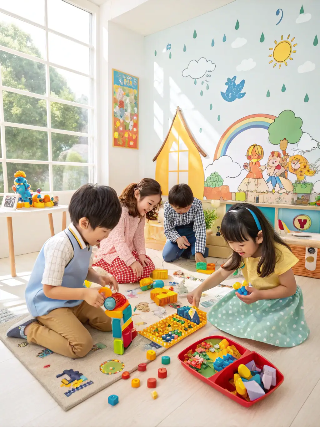 A diverse group of children participating in a fun, interactive learning activity, showcasing the inclusive and supportive approach of Dyslexia Support and Learning.